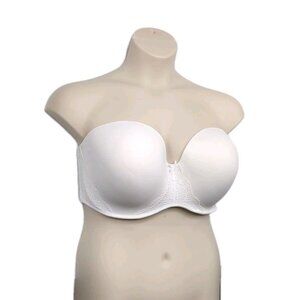 Lane Bryant Cacique Boost Bra Multi Way Strapless 44DDD White With Lace-FLAW